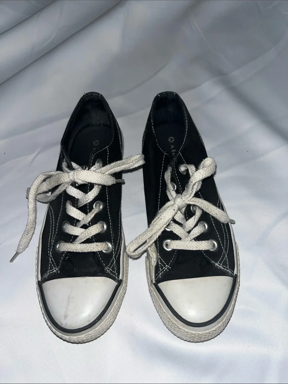 Airwalk Black Canvas Low-Top Sneakers with White Accents